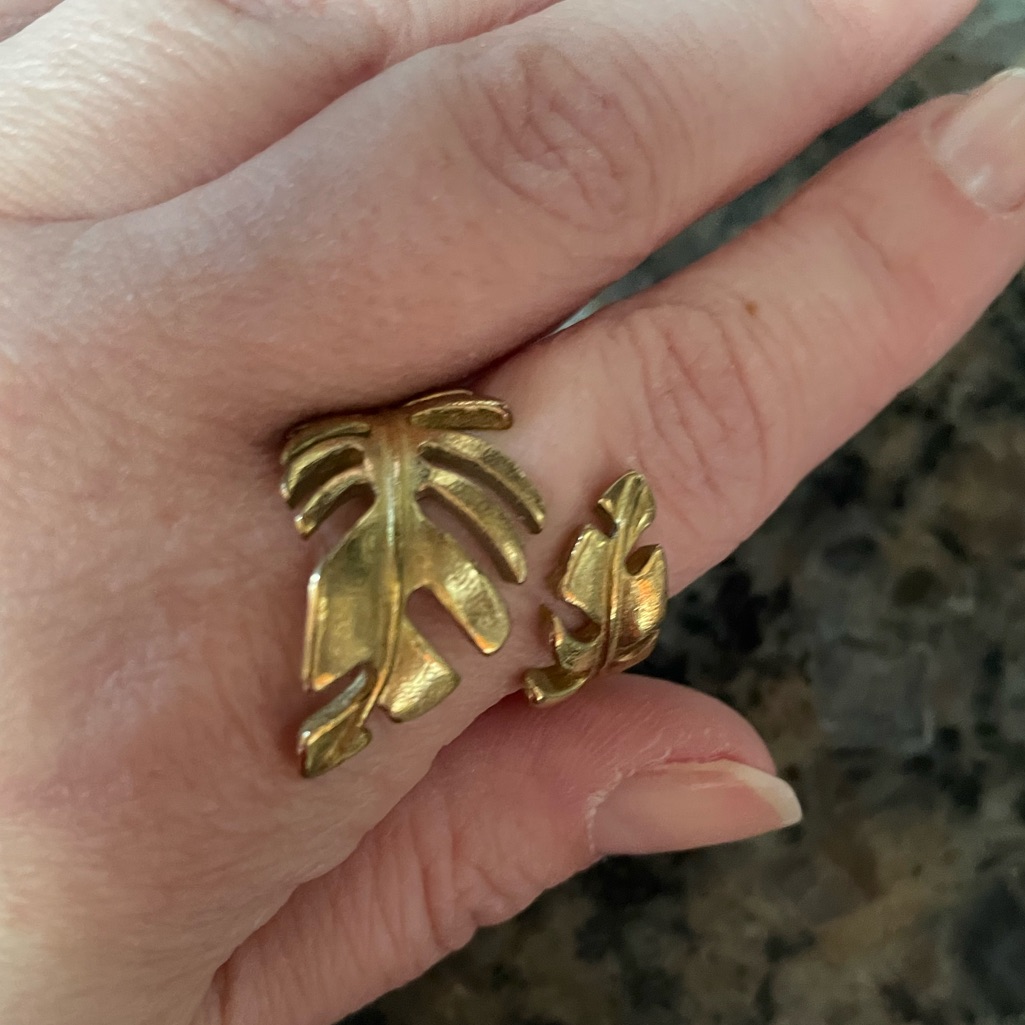 Brass Adjustable Leaf Ring